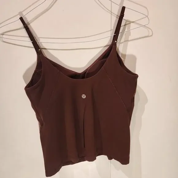 Lululemon Align Chocolate Brown Waist-Length Cami Tank Top Light Support Sz S - Picture 3 of 7